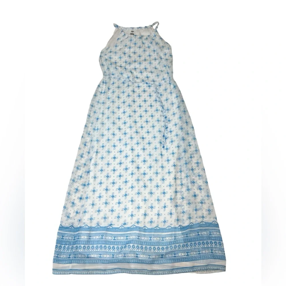 NWT Old Navy Geometric Print White Blue Long Maxi Dress - Women’s XS - Picture 8 of 12